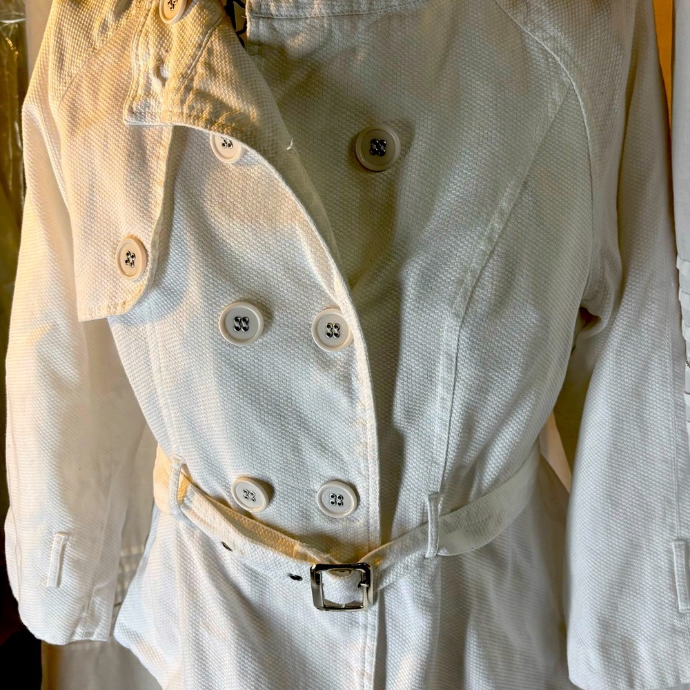 Women's White Belted Trench Coat